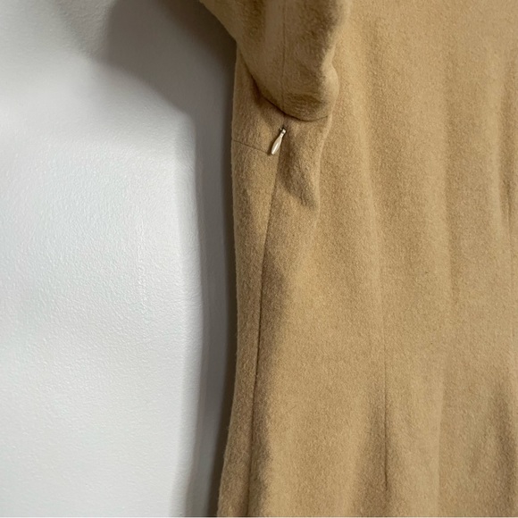 Coach 1941 Brown Camel Fur Trimmed Shift Tent Silk Lined Midi Dress 4 - Picture 7 of 8